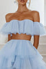 Load image into Gallery viewer, Sky Blue Two Pieces Tulle Short Graduation Dress with Ruffles