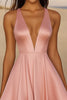 Load image into Gallery viewer, Pink A Line Satin V Neck Short Graduation Dress