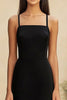 Load image into Gallery viewer, Black Satin Midi Bodycon Formal Dress with Ruffles