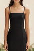 Load image into Gallery viewer, Black Satin Long Mermaid Formal Dress with Ruffles