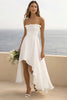 Load image into Gallery viewer, White Chiffon A Line Asymmetrical Long Engagement Dress with Slit