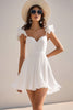 Load image into Gallery viewer, White Chiffon A Line Short Graduation Dress with Ruffles