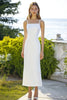 Load image into Gallery viewer, White Satin Sheath Spaghetti Straps Long Engagement Dress