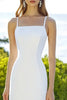 Load image into Gallery viewer, White Satin Sheath Spaghetti Straps Long Engagement Dress