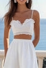 Load image into Gallery viewer, White Two Pieces Midi Graduation Dress with Lace