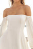 Load image into Gallery viewer, White A Line Satin Long Sleeves Short Graduation Dress