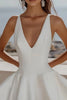 Load image into Gallery viewer, White V Neck Satin A-Line Short Graduation Dress
