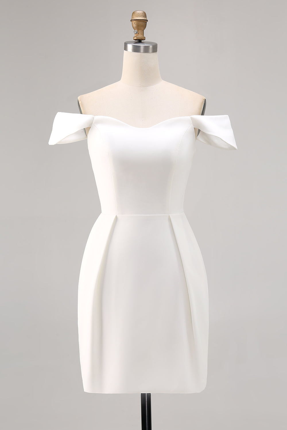 Simple White Satin Bodycon Mini Bridal Shower Dress