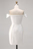 Load image into Gallery viewer, Simple White Satin Bodycon Mini Bridal Shower Dress