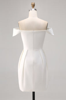 Simple White Satin Bodycon Mini Bridal Shower Dress