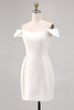 Load image into Gallery viewer, Simple White Satin Bodycon Mini Bridal Shower Dress
