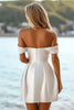 Load image into Gallery viewer, Simple White Satin Bodycon Mini Bridal Shower Dress