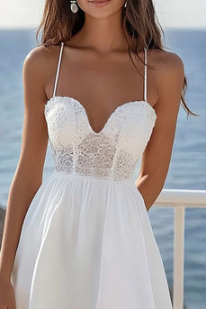 White A Line Corset Short Graduation Dress with Ruffles