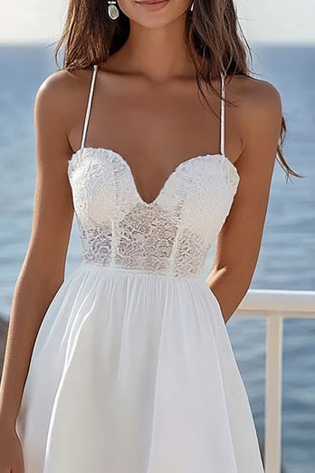 White A Line Corset Short Graduation Dress with Ruffles