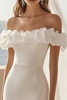 White Satin Bodycon Short Graduation Dress with Slit