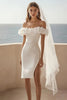 Load image into Gallery viewer, White Satin Bodycon Short Graduation Dress with Slit