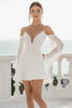 Load image into Gallery viewer, White A Line Long Sleeves Short Graduation Dress