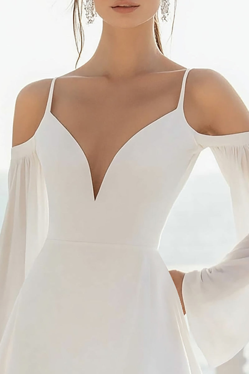 Load image into Gallery viewer, White A Line Long Sleeves Short Graduation Dress