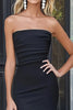 Load image into Gallery viewer, Black White SatinMermaid Strapless High-Low Cocktail Dress