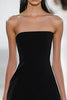 Load image into Gallery viewer, Black A Line Strapless Satin Short Graduation Dress with Ruffles