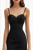 Load image into Gallery viewer, Black Satin Sheath Maxi Formal Dress with Appliques