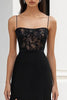 Load image into Gallery viewer, Black Sheath Spaghetti Straps Maxi Formal Dress with Appliques