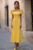 Load image into Gallery viewer, Navy A Line Satin Square Neck Maxi Formal Dress