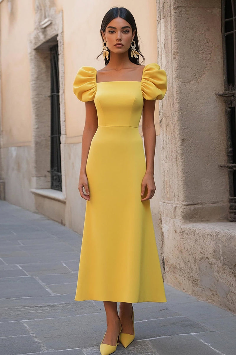 Load image into Gallery viewer, Navy A Line Satin Square Neck Maxi Formal Dress