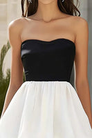 Load image into Gallery viewer, Black and White Chiffon A Line Tiered Maxi Formal Dress with Ruffles
