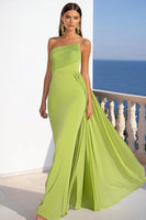 Load image into Gallery viewer, Lemon Green Mermaid One Shoulder Maxi Chiffon Formal Dress