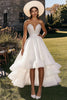Load image into Gallery viewer, Sparkly White V-Neck High-Low Engagement Dress with Ruffles
