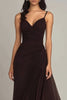 Load image into Gallery viewer, Dark Brown Spaghetti Straps Ruffled Long Chiffon Formal Dress