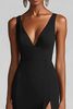 Load image into Gallery viewer, Black Chiffon Mermaid V Neck Long Formal Dress with Slit