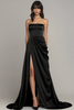 Load image into Gallery viewer, Peacock A Line Strapless Maxi Satin Formal Dress with Slit