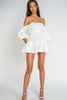 Load image into Gallery viewer, White Satin Short Puff Sleeves Graduation Dress with Ruffles