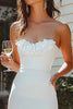 Load image into Gallery viewer, White Satin Long Engagement Dress with Slit
