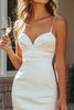 Load image into Gallery viewer, White Satin Long Mermaid Engagement Dress with Slit