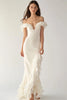 Load image into Gallery viewer, Ivory Long Satin Engagement Dress with Ruffles