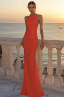 Load image into Gallery viewer, White Satin Round Neck Ruched Mermaid Boho Wedding Dress