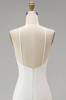 Load image into Gallery viewer, White Satin Round Neck Ruched Mermaid Boho Wedding Dress