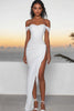 Load image into Gallery viewer, White Chiffon Off The Shoulder Asymmetrical Engagement Dress