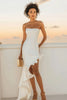 Load image into Gallery viewer, Ivory Satin Strapless Bodycon Graduation Dress