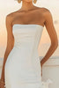Load image into Gallery viewer, Ivory Satin Strapless Bodycon Graduation Dress