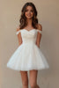 Load image into Gallery viewer, White Tulle Off The Shoulder A Line Short Graduation Dress