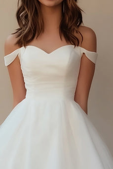 White Tulle Off The Shoulder A Line Short Graduation Dress
