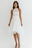 Load image into Gallery viewer, White Chiffon High Neck Midi A Line Graduation Dress