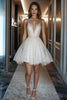 Load image into Gallery viewer, Ivory Sequins Short V Neck A Line Graduation Dress
