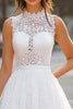 Load image into Gallery viewer, White Lace High Neck Short A Line Graduation Dress