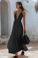 Load image into Gallery viewer, White Chiffon V Neck Long A Line Engagement Dress with Pleats