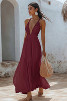 Load image into Gallery viewer, White Chiffon V Neck Long A Line Engagement Dress with Pleats